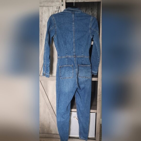 Free People Lennox Zip-Front Denim Jumpsuit XS Excellent Condition - Picture 8 of 16